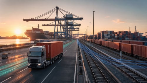 Modern Container Port at Sunrise