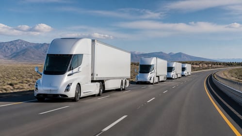 Modern Truck Convoy on Expansive Highway