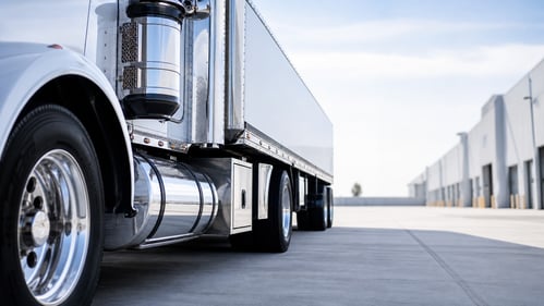 SemiTruck CloseUp at Industrial Dusk