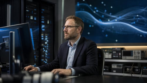 Sophisticated Data Workspace with British Tech Specialist