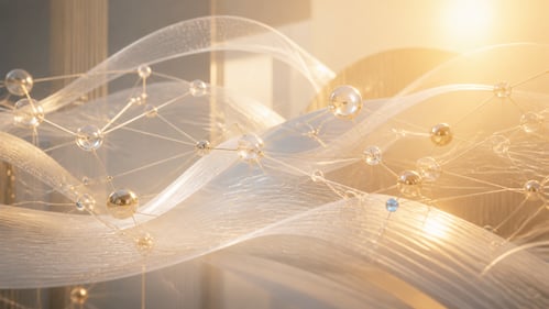 Translucent Data Network in GoldenHour Light