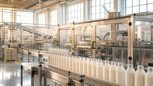 Bright Modern Factory With Consumer Goods At Sunlight