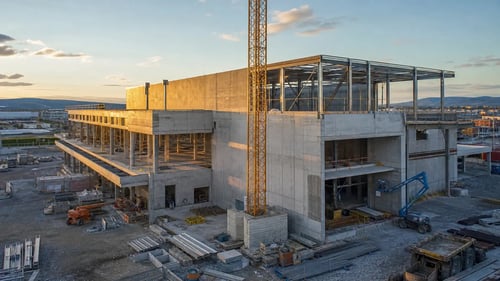 European Construction Site at Golden Hour