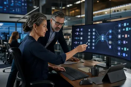 Fortune 500 Data Architects Collaborating on System Integration