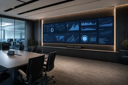 Modern Analytics Control Room with Sophisticated Data Visualization