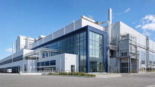 White Glass Industrial Complex At Daylight