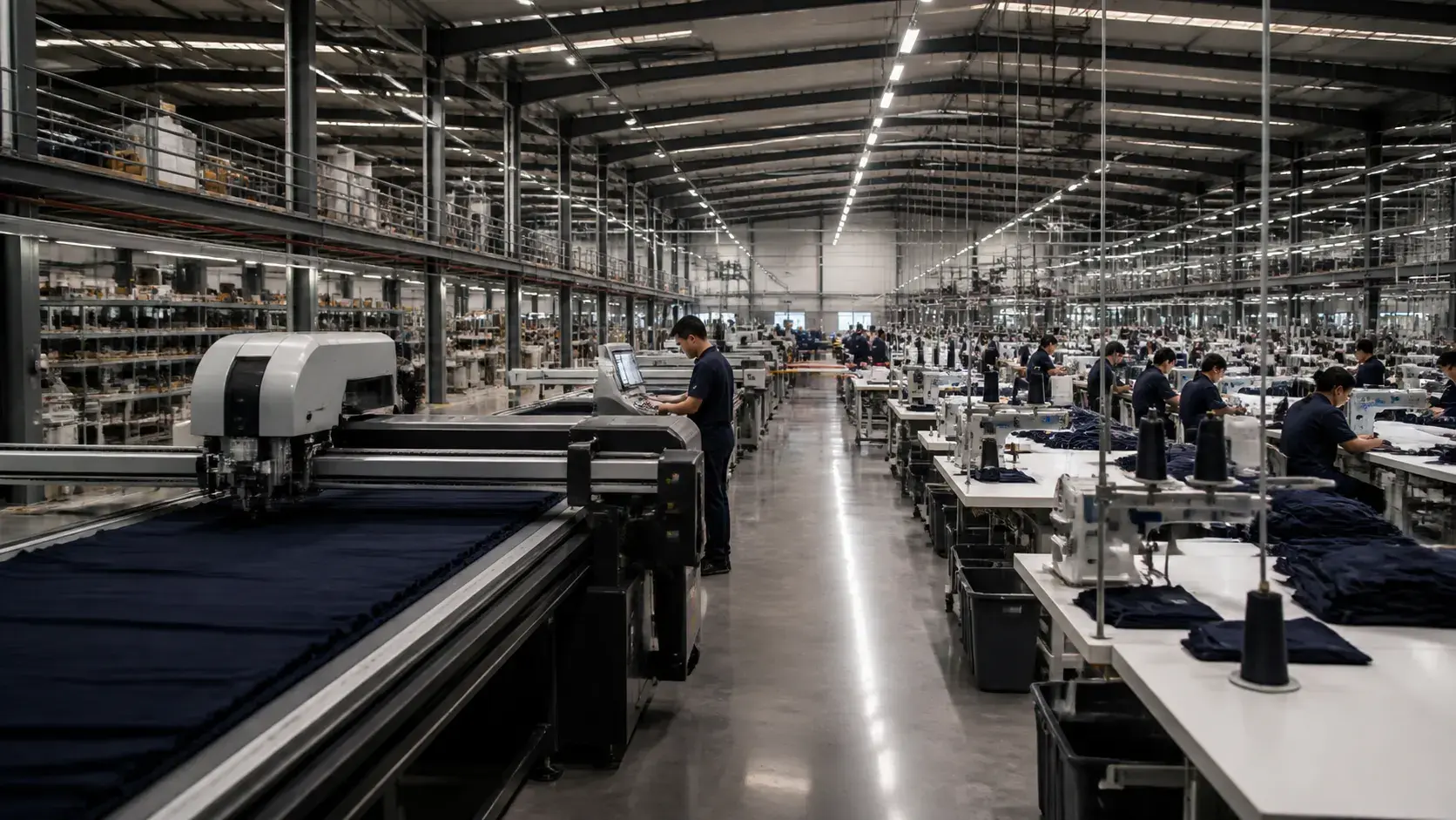 Modern Apparel Manufacturing Facility in Premium Enterprise Aesthetic